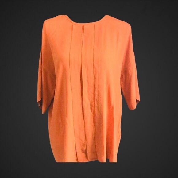 M Missoni Orange Silk Tunic Top Tuck Pleated Front Y - Picture 1 of 9